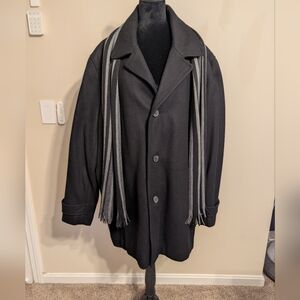 Calvin Klein Men's XL Wool Blend Car Coat Black with Quilted Lining Like New!!